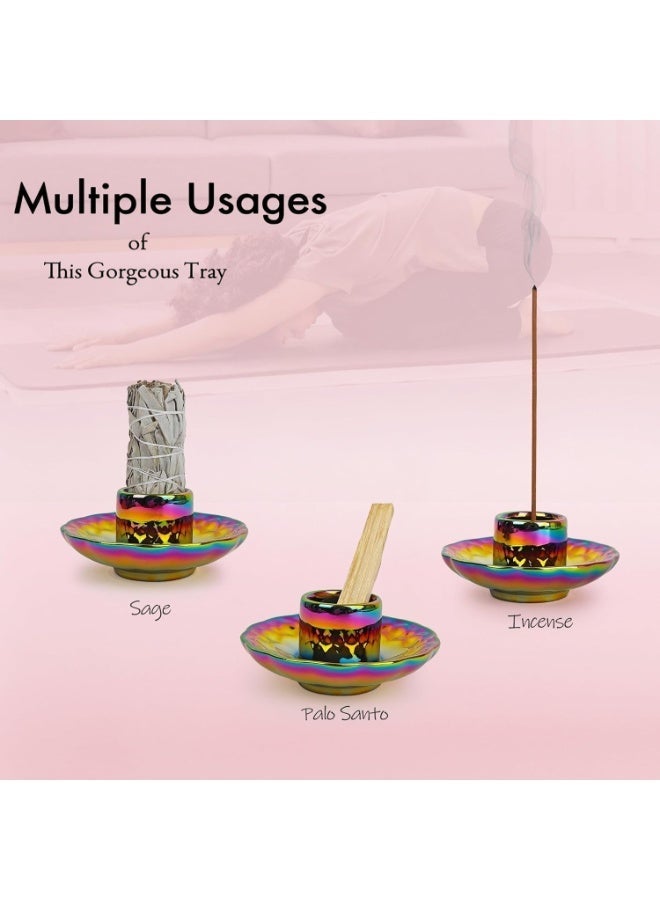 HZYH Incense Burner Holder, Candle Sticks Holder Tray, Sage Holder for Burning, Ceramic Ash Catcher Tray, Smudge Sticks Tray, Meditation Yoga Accessories Décor - Image 2