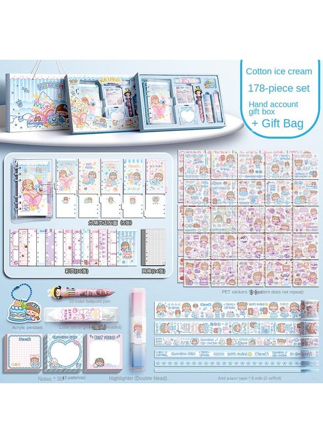 Bluejw Hand Account Suit Gift Box Girl's Cute Girl's Hand Account Book Walking Stick Book Children's Goo Card Full Set Of Student Stationery Girl's  - Image 1