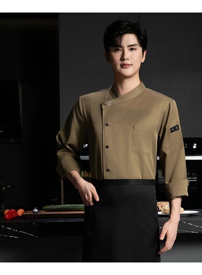 NIBEMINENT Chef Uniform Long Sleeve Hotel Western Food Catering Kitchen Restaurant  Chef Baker Work Clothes - Image 1