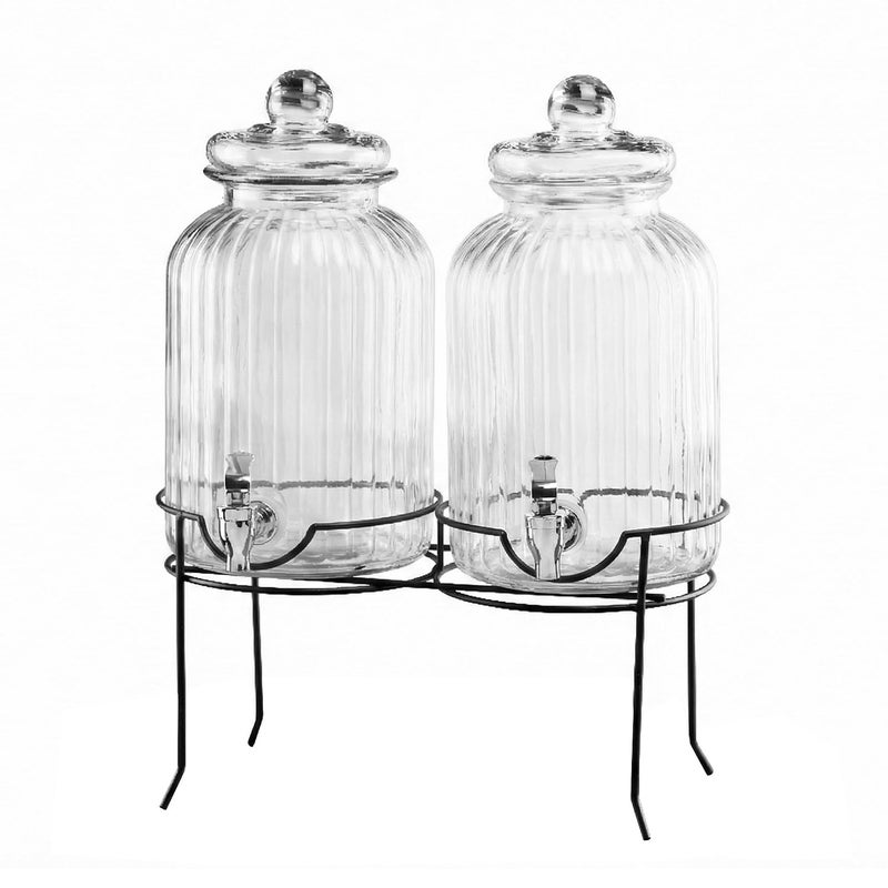 Style Setter Canyon Glass Beverage Dispenser with Stand Set of 2-1.3 Gallon Drink Dispenser with Stand & Spigot - Leak-Proof Lemonade Dispenser - Punch Dispenser for Parties, Weddings, Birthdays - Image 2