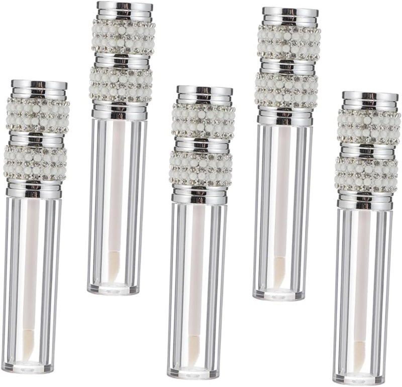 5pcs Rhinestone Lip Gloss Bottles Diy Lipstick Tubes for Women Pearl Design Compact Lip Glaze Containers for Makeup Enthusiasts - Image 1