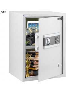 Rubik Safe Box Large with Digital Keypad and key Lock for Home Office Documents Jewelry Money Safety (Size 50x35x30cm) White  - Image 2