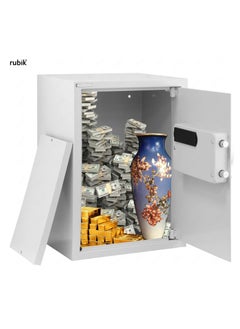 Rubik Safe Box Large with Digital Keypad and key Lock for Home Office Documents Jewelry Money Safety (Size 50x35x30cm) White  - Image 5