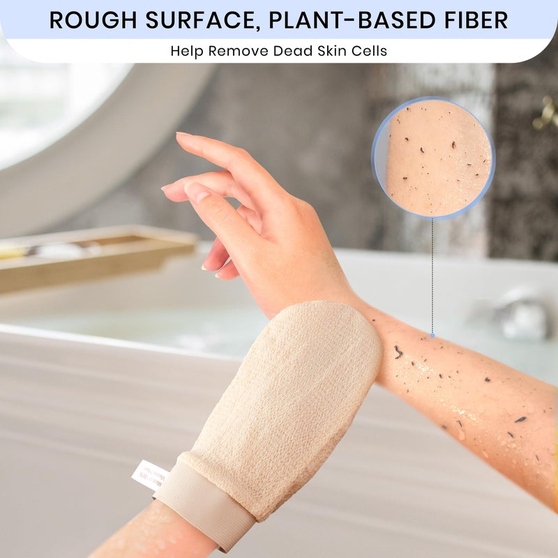 SimpleField Korean Exfoliating Mitt for Remove Dead Skin. 2 Pack 100% Viscose Kessa Deep Exfoliating Gloves for Body Scrub, Keratosis Pilaris & Self Tanning Removal. Smooth Skin Surface. (Muted Peach) - Image 2