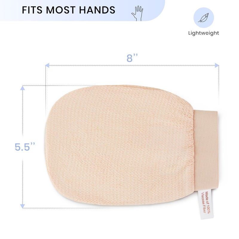 SimpleField Korean Exfoliating Mitt for Remove Dead Skin. 2 Pack 100% Viscose Kessa Deep Exfoliating Gloves for Body Scrub, Keratosis Pilaris & Self Tanning Removal. Smooth Skin Surface. (Muted Peach) - Image 5
