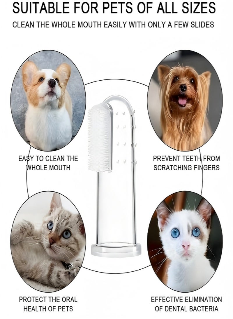 20 قطعة من فرشاة أسنان الأصابع للكلاب والقطط، مجموعة فرشاة أسنان من السيليكون الشفاف مع شعيرات سيليكون وجزيئات دائرية سميكة من طبقة السيليكون مناسبة لجميع الحيوانات الأليفة، 5.5 × 2.3 سم - Image 3