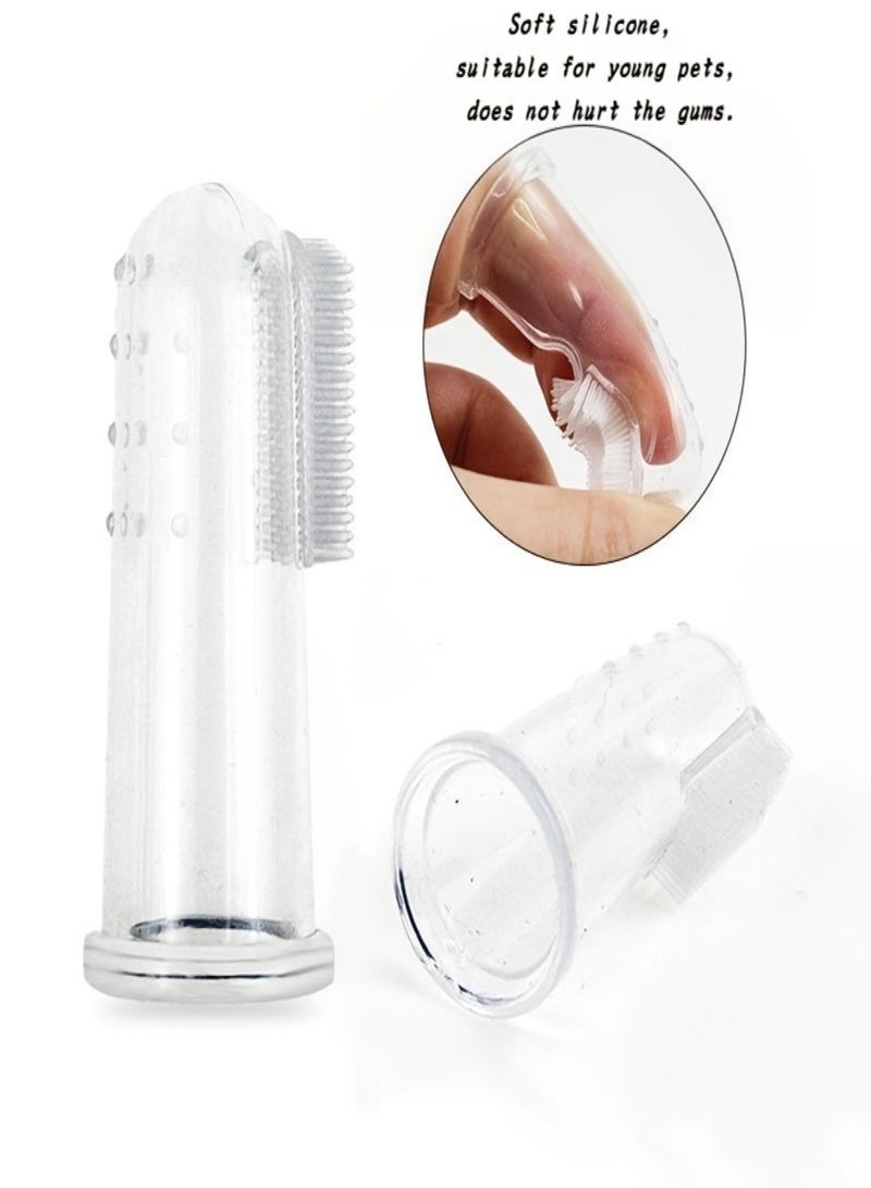 20 قطعة من فرشاة أسنان الأصابع للكلاب والقطط، مجموعة فرشاة أسنان من السيليكون الشفاف مع شعيرات سيليكون وجزيئات دائرية سميكة من طبقة السيليكون مناسبة لجميع الحيوانات الأليفة، 5.5 × 2.3 سم - Image 5