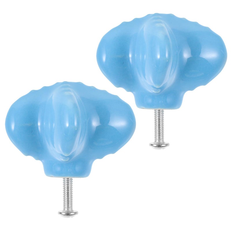 Ceramic Drawer Knobs Set Blue Porcelain Cabinet Handles For Wardrobe Desk Dresser - Image 2