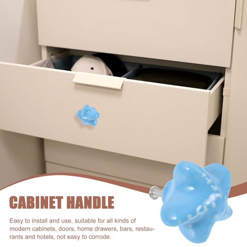 Ceramic Drawer Knobs Set Blue Porcelain Cabinet Handles For Wardrobe Desk Dresser - Image 4