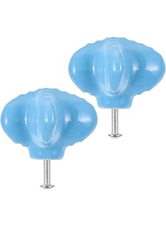 Ceramic Drawer Knobs Set Blue Porcelain Cabinet Handles For Wardrobe Desk Dresser - Image 1