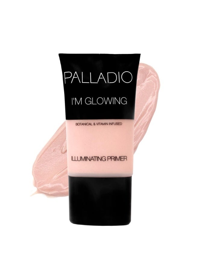 بالاديو برايمر مضيء، وردي لؤلؤي، برايمر للوجه يضيء البشرة، مرطب مع الألوة فيرا وزيت بذور العنب والشاي الأخضر، ينعم التجاعيد والخطوط الدقيقة والمسام - Image 1