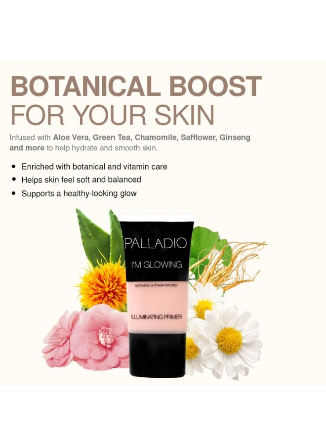 PALLADIO Illuminating Primer, Pearly Pink Makeup Primer for Face, Brightens Complexion, Hydrating with Aloe Vera, Grape Seed Oil & Green Tea, Smooths Wrinkles, Fine Lines & Pores - Image 4