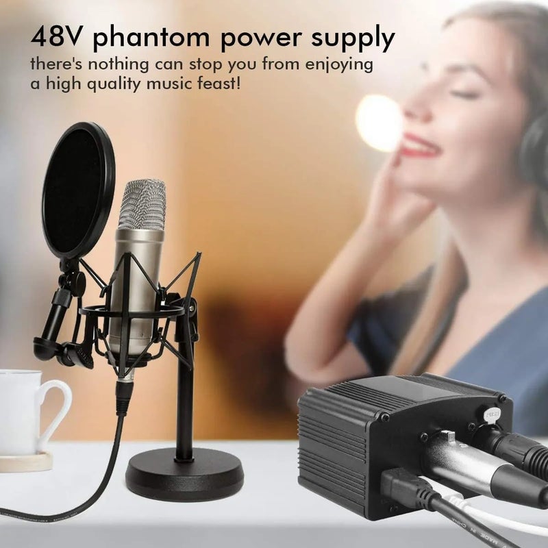 TechBlaze 48V Phantom Power Supply with XLR Cable –USB Powered Audio Interface for BM800 & All Condenser Microphones – Studio Recording Equipment for Podcasting, Voiceovers, YouTube, Music - Image 3