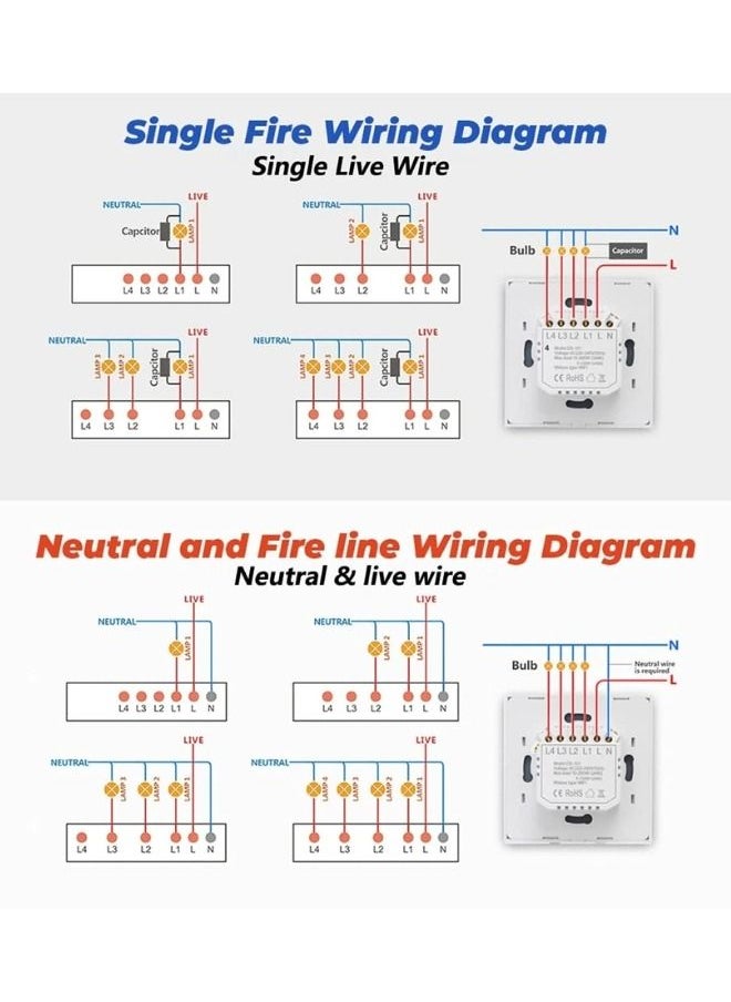 AMYTIS GARDEN - Wi-Fi Zigbee Smart Wireless Touch Switches No Neutral Wire Required Compatible with Alexa and Google Home APP Remote Control Touch Switch Voice Control No Hub Required (Black 1 Gang) - Image 1