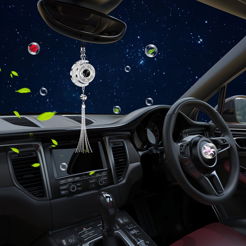 Elegant Crescent Moon Car Charm Zodiac Series Capricornus L Metal Tassel Bead Accents DIY Perfume Locket Rearview Mirror Hanging Ideal Gift High End Box - Image 3