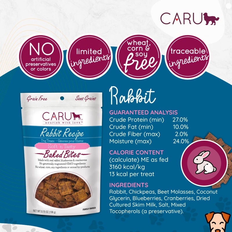 CARU - Soft 'n Tasty Baked Bites - Rabbit Bites Dog Treats - Flavorful Training Treats - 3.75 oz - Image 3