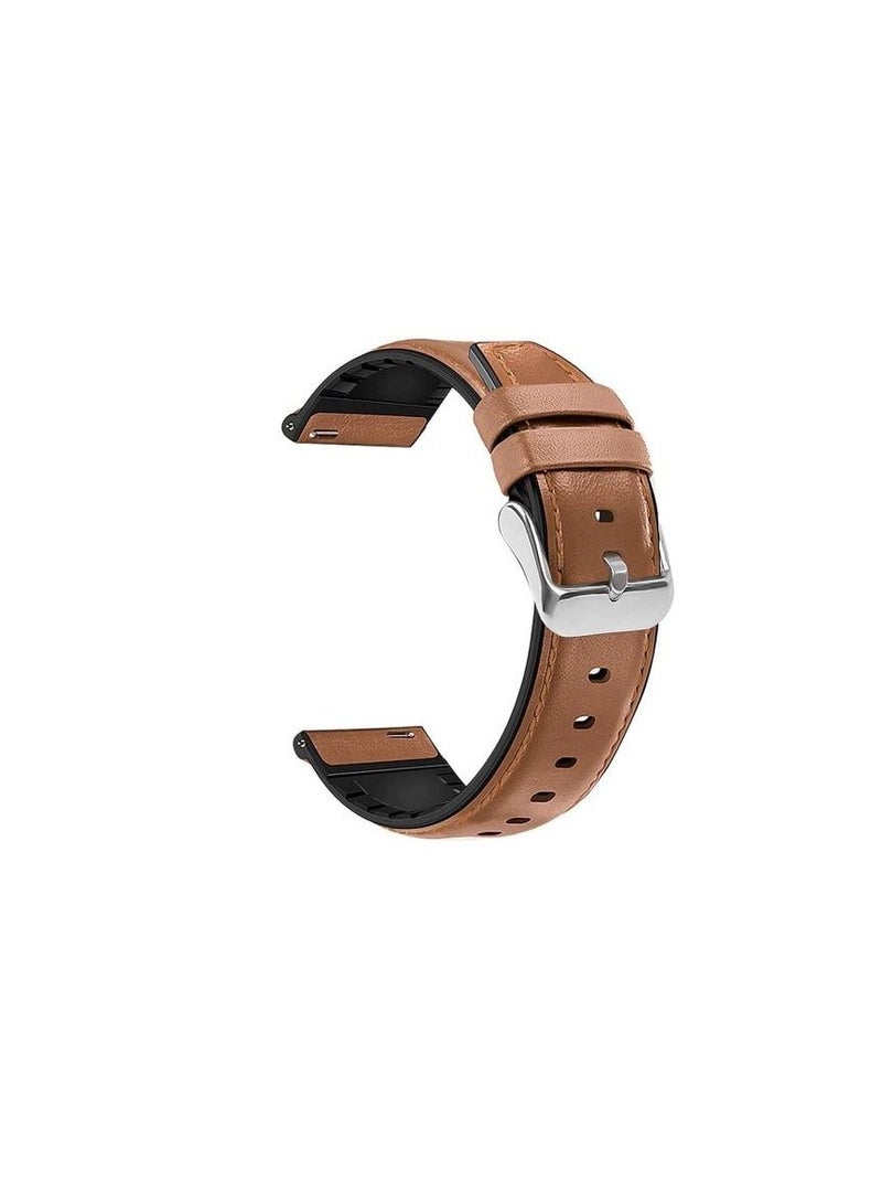 Leather Replacement Strap 20mm For Samsung Gear S2 Classic(SM-R732 & SM-R735) - Camel - Image 1