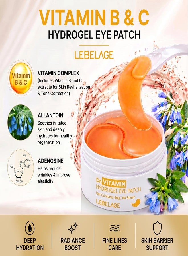 LEBELAGE Eye Patch Hydrogel 60 Sheets | Cooling Hydrogel Under Eye Patches with Gold | Moisturizing Eye Care for Daily Skincare Routine (Vitamin - Image 3