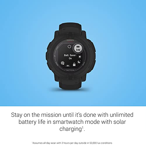 Garmin Instinct 2 Solar, Tactical-Edition, Rugged Outdoor Watch with GPS, with Solar Charging Capabilities, Built for All Elements, Multi-GNSS Support, Tracback Routing and More, Black - Image 3