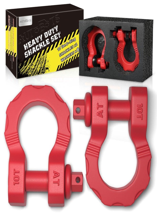 AUTOBOTS Mega D Ring Shackles 80,000 Lbs Capacity，Heavy Duty 3/4” Shackle with 7/8 Pin for Tow Strap, Winch, Off-Road Vehicle Recovery Tow Shackles (2 Pack) Red - Image 1