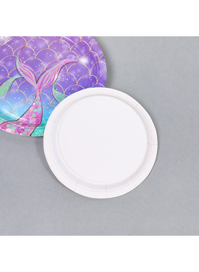 Butterfly Theme Party Disposable Tableware Paper Tray Suit Children's Birthday Flag-pulling Disposable Paper Tray Paper Cup Paper Towel-Color:10.6inch X Paper Packing Plate 2 - Image 4