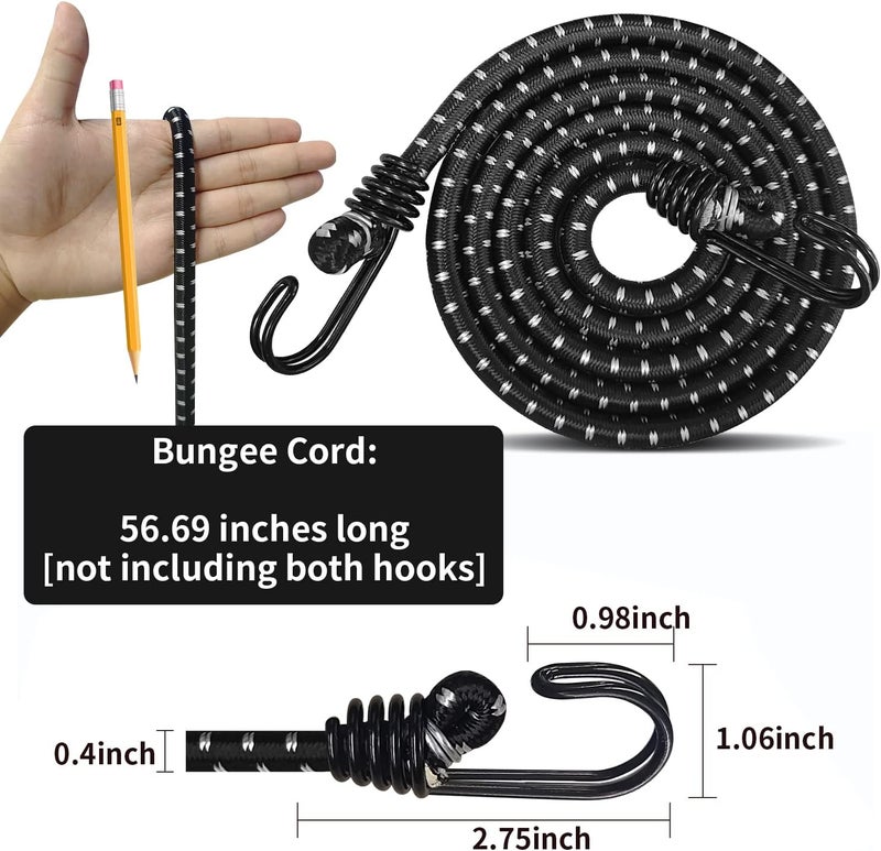 Hlogree Car Cover Gust Strap Wind Protector,Bungee Cords Hook Clips Kit Hold Tarp Tie Down from Blowing Off in High Winds-Universal Fit for Most Cars,Sedans,SUVs,Trucks,Vans and More-Black Globally popular elegant design - Image 4