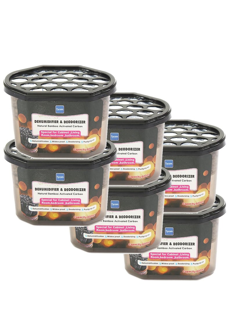 TYCOM Moisture Absorber Boxes Set （6Pack）, Fragrance Free Dehumidifier for Closet, Kitchen, Study and Bathroom, 600ml Each Humidity Absorber (6 Pack) - Image 1