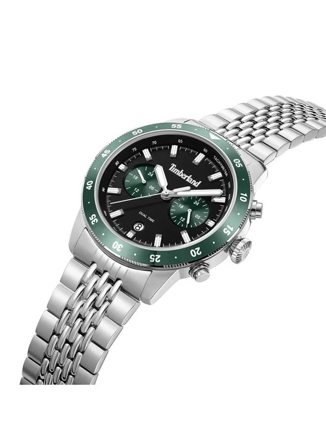 تمبرلاند Parkman Black Dial Stainless Steel Bracelet Multifunction Watch for Men, 44mm