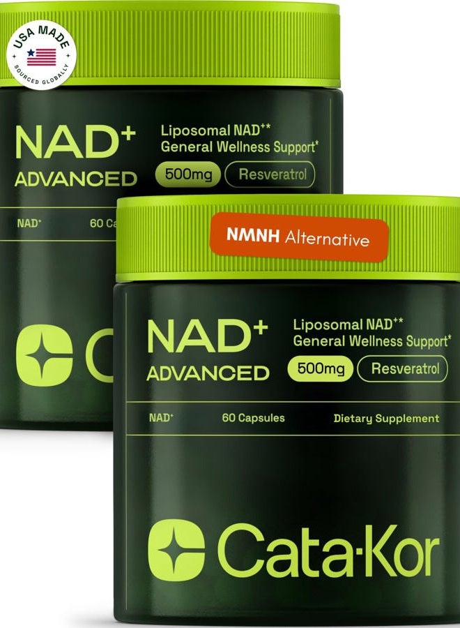 Cata-Kor NMNH Supplement Alternative – Liposomal NAD+ Resveratrol – 30-Day Supply – Third-Party Tested – 120 Capsules – Advanced NAD+ Supplement - Pack of 2 - Image 1