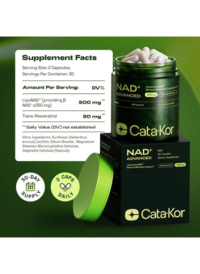Cata-Kor NMNH Supplement Alternative – Liposomal NAD+ Resveratrol – 30-Day Supply – Third-Party Tested – 120 Capsules – Advanced NAD+ Supplement - Pack of 2 - Image 5