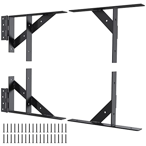 Highpro Gate Corner Brace Bracket Gate Kit for Wooden Fence Gate Hinges No Sag Frame Kit for Shed Doors, Driveway Gates, Corral Gates, Wood Windows (Black) - Image 1