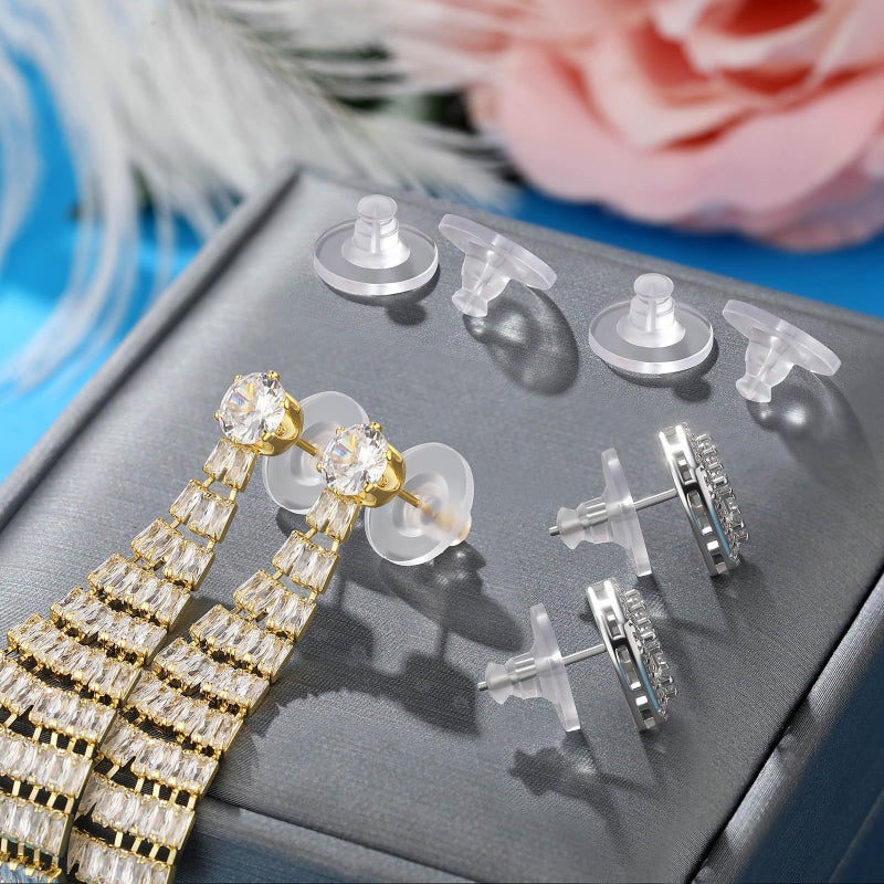 Formulen Earring Backs Rubber,100 PCS Soft Clear Earring Backs for Studs,Hypoallergenic Silicone Earrings Backs Replacement Safety Back Stoppers - Image 3
