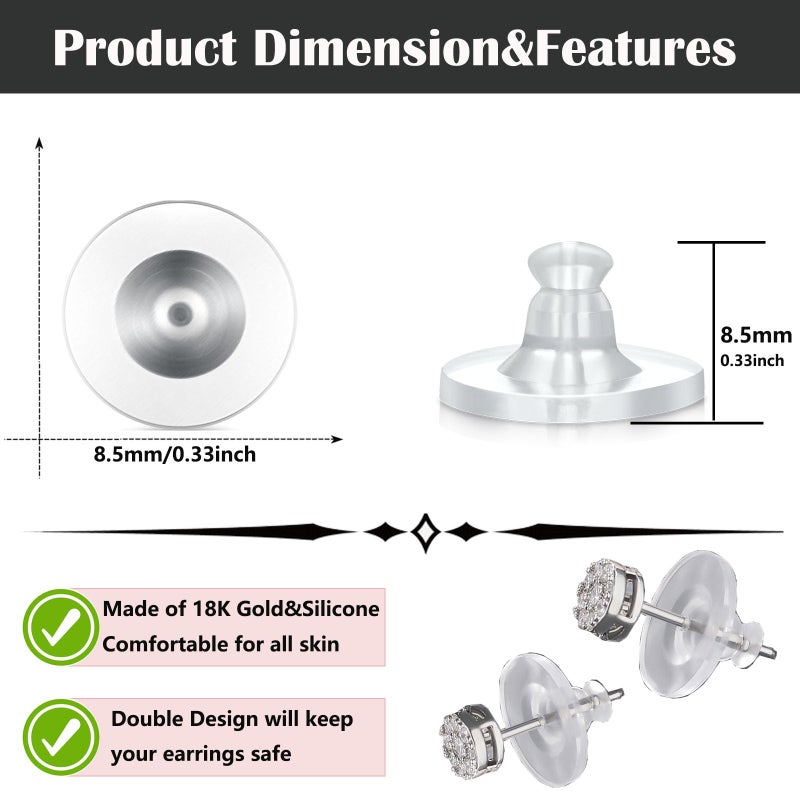 Formulen Earring Backs Rubber,100 PCS Soft Clear Earring Backs for Studs,Hypoallergenic Silicone Earrings Backs Replacement Safety Back Stoppers - Image 4