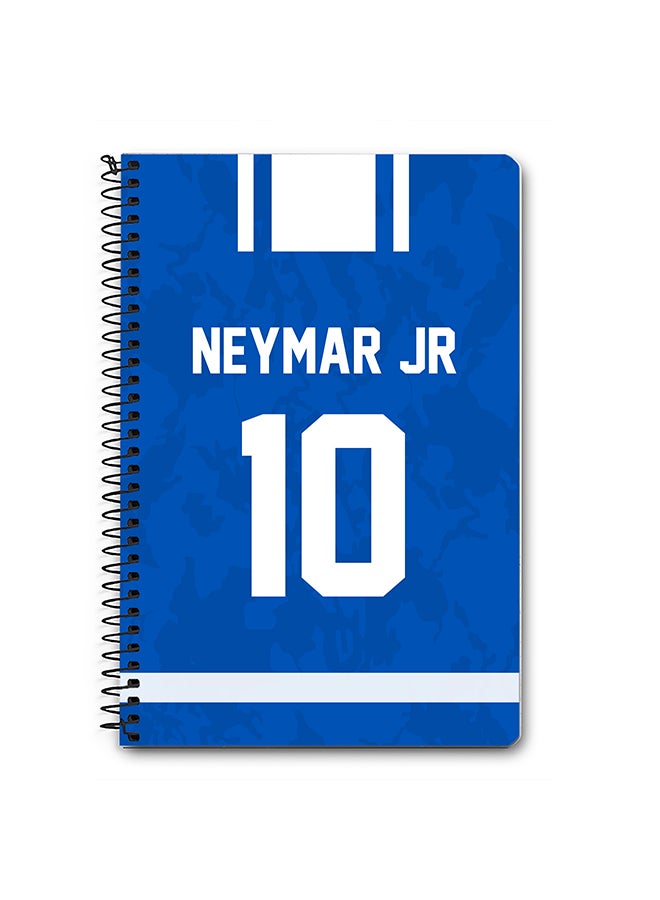 Stylizedd Designer A5 Spiral Notebook Memo Notepad Journal  - Football Player Name - Neymar Jr Jersey no 10 Design C - Image 1