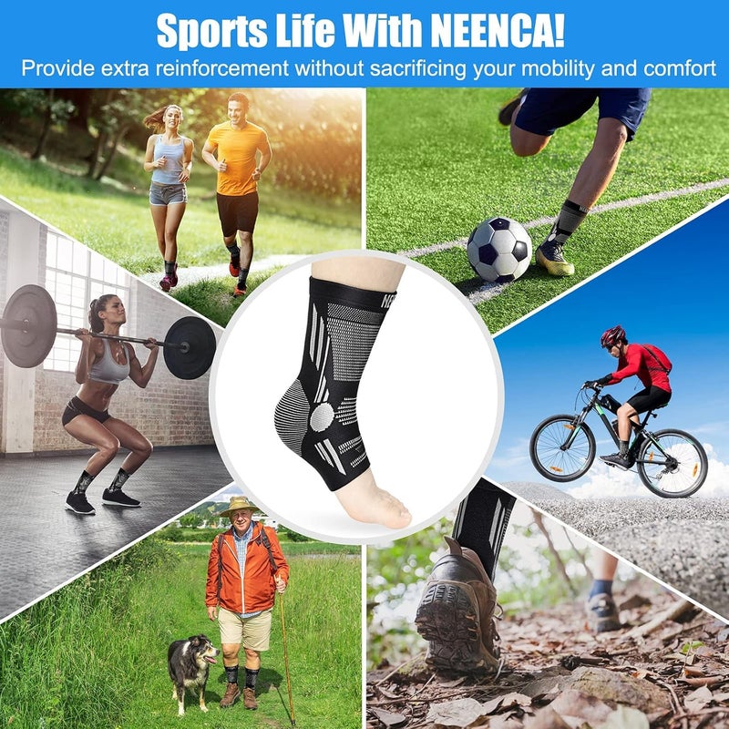 NEENCA Ankle Brace for Pain Relief, 2 Pack Compression Ankle Sleeves Set. Ankle Support Stabilizer for Achilles Tendonitis, Plantar Fasciitis, Joint Pain, Swelling, Arthritis, Sport - Image 5