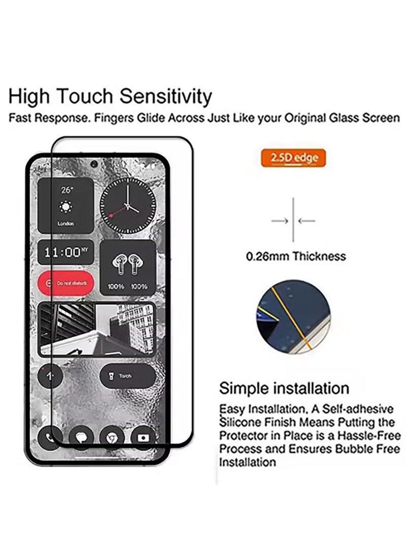 2 Pack Screen Protector for Nothing Phone (3a) | Tempered Glass Available in Combo Pack Compatible with Nothing Phone (3a)Pro | Screen Protector Full HD Quality Tempered Glass Anti-Scratch Edge to Edge Coverage with Easy Installation Kit - Black  - Image 3