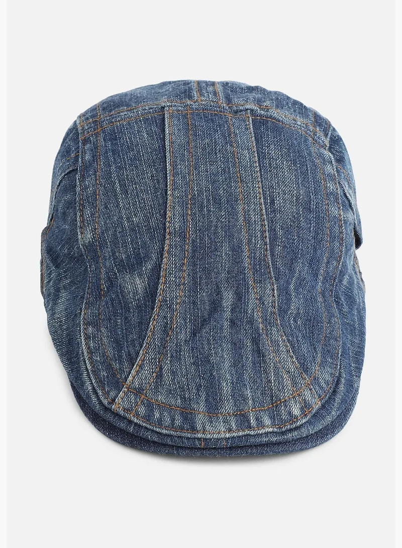 French Accent Casual Textured Denim Beret Cap For Men