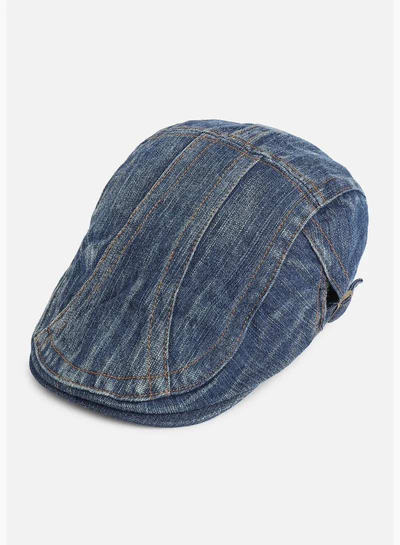 French Accent Casual Textured Denim Beret Cap For Men