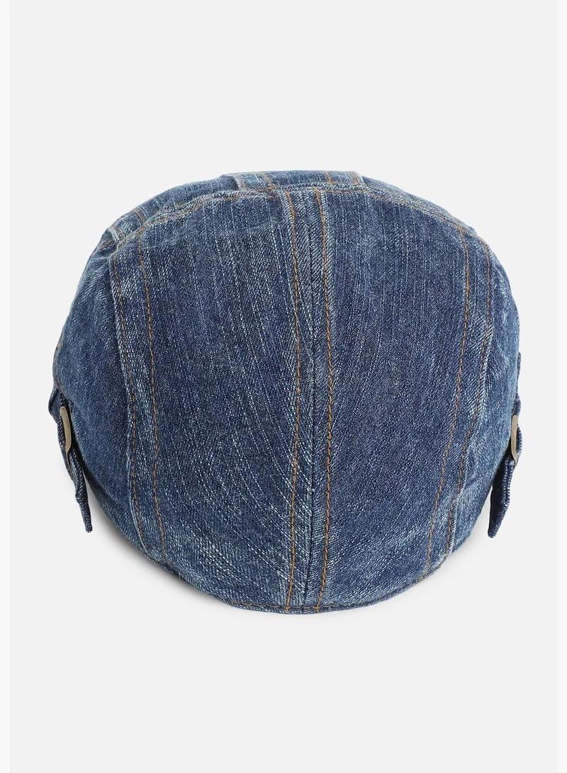French Accent Casual Textured Denim Beret Cap For Men
