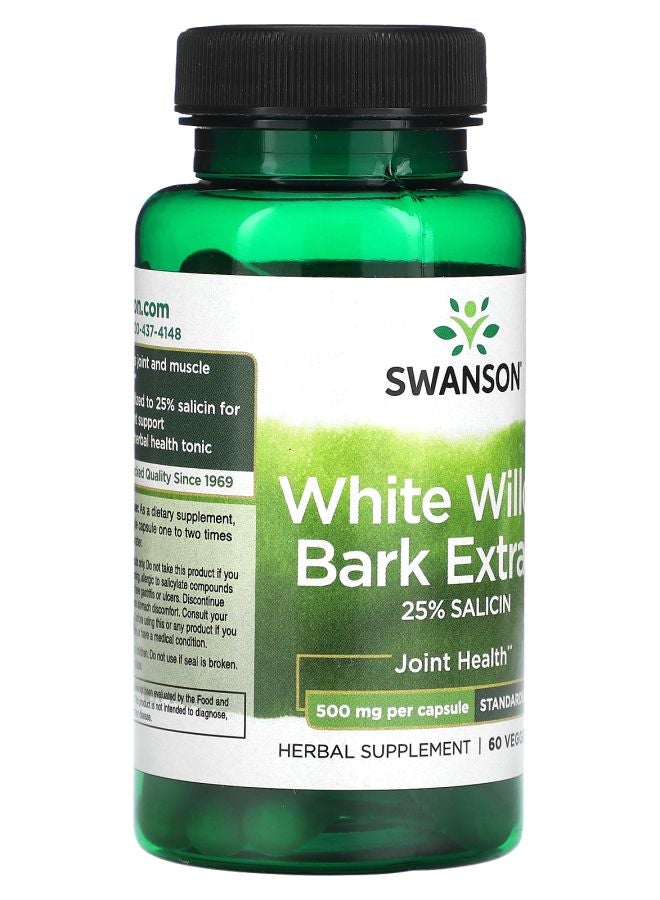 SWANSON White Willow Bark Extract 500 mg 60 Veggie Caps - Image 2