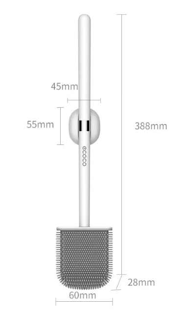 SKOFRI Toilet Brush, Silicone Bathroom Cleaner Brush, Toilet Brushes & Holders Rubber Toilet Brush No-Slip Long Plastic Handle, Silicone Toilet Cleaning Brush with Soft Flexible Bristle(Multi) - Image 2