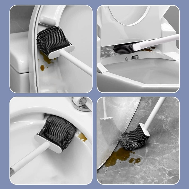 SKOFRI Toilet Brush, Silicone Bathroom Cleaner Brush, Toilet Brushes & Holders Rubber Toilet Brush No-Slip Long Plastic Handle, Silicone Toilet Cleaning Brush with Soft Flexible Bristle(Multi) - Image 4
