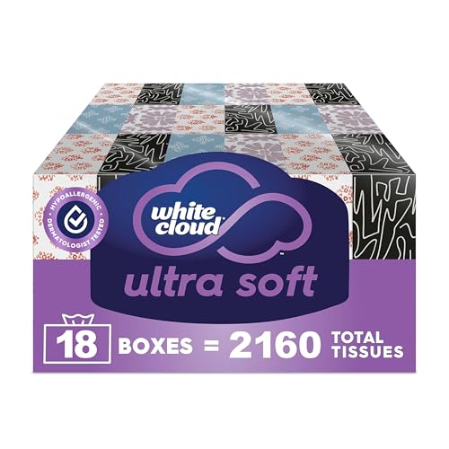 White Cloud Ultra Soft 3-Ply Facial Tissue, 18 Box Multipack, 120 Tissues Per Box - Image 1