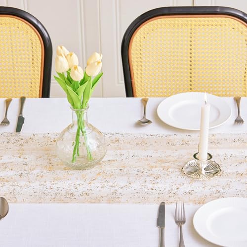 YLUSUJAKX 6 Packs Gold Table Runners 10 Ft, Sheer Cheese Cloth Tulle Birthday Decorations, Gold Foil Sequin Table Decoration Centerpiece for Party Birthday Wedding Anniversary Christmas - Image 5