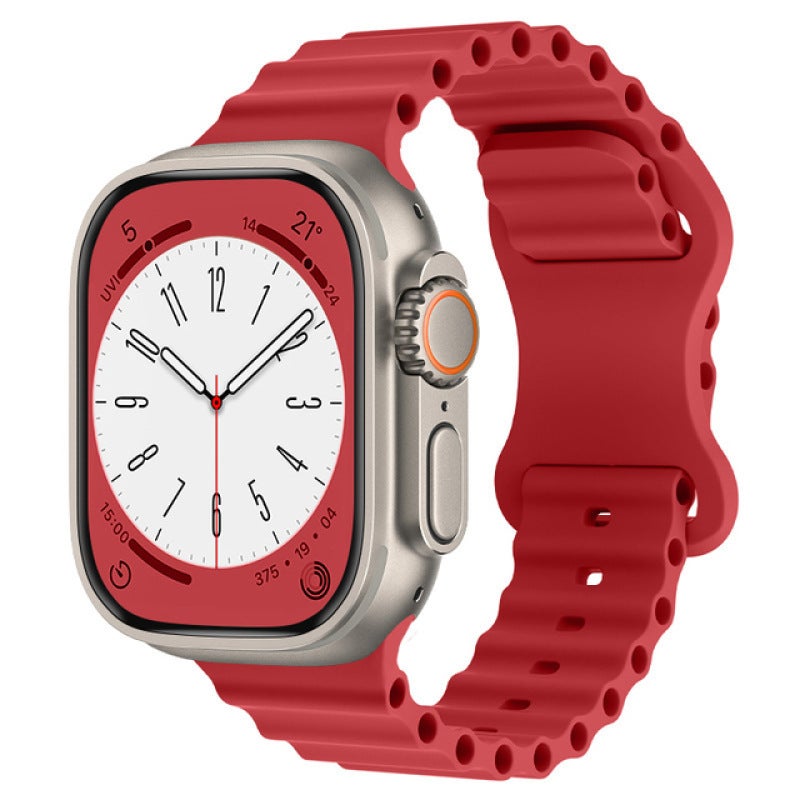 Apple Watch Band Ultra/iWatch 8/9/10 Dual Buckle Silicone Strap with 8-Shape Clasp - 22mm/24mm Compatible
