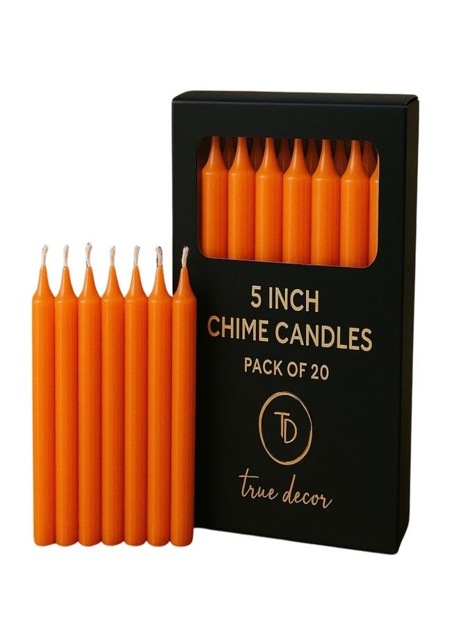 True Decor Wax 5" Orange Pack Of 20 Chime/Spell/Mombati Candles || Orange Candles For Intellect Networking And Energy || Burn Time 4 Hrs - Image 1