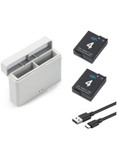 Generic Upgrade 2 Pack Osmo Action 4 Action 3 Battery with 2-Channel Rapid Charger Fit for DJI Osmo Action 4,Action 3 Camera,1800mAh Osmo Action 4&3 Battery, Portable Charger (Include Type-C Charging Cable)  - Image 1