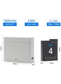 Generic Upgrade 2 Pack Osmo Action 4 Action 3 Battery with 2-Channel Rapid Charger Fit for DJI Osmo Action 4,Action 3 Camera,1800mAh Osmo Action 4&3 Battery, Portable Charger (Include Type-C Charging Cable)  - Image 2