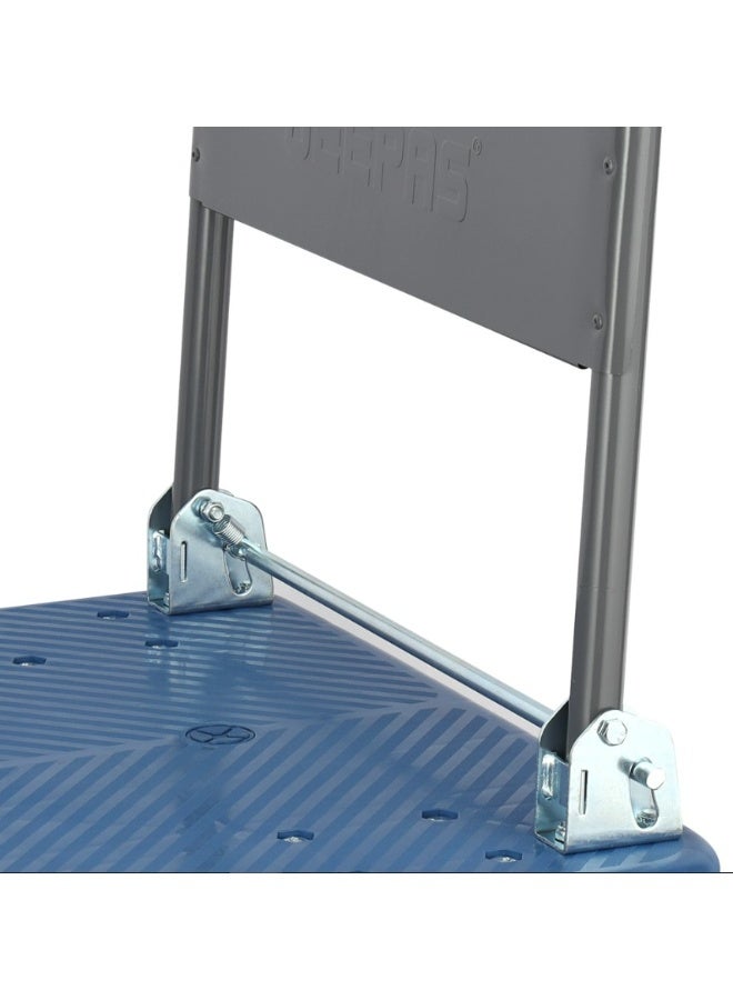 Geepas Platform Hand Truck- GMH59527/ 150 kg Maximum Load Capacity, Multi-Purpose Use/ Durable and Sturdy Steel Construction with 4" Mute Castor Wheels, Perfect for Lifting and Moving Things like Heavy Boxes, Cartons, Appliances, Tools, etc./ Blue and Silver - Image 3