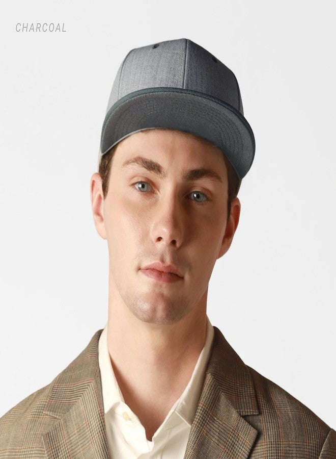 CHOK.LIDS Two Tone Snapback Heather Grey Flat Bill Visor Wool Blend Classic Plain Hats for Men Women Adjustable Baseball Cap (Purple) - Image 4